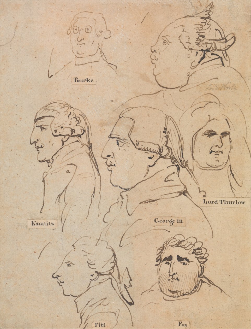 Estudos de George III e Statesmen de Thomas Rowlandson