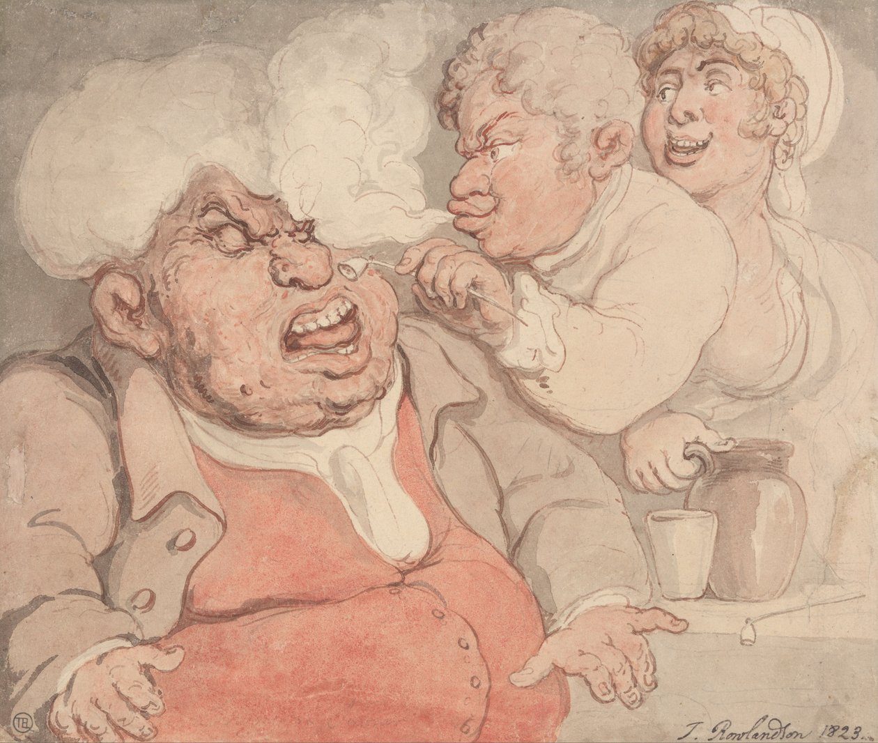 Provocando com fumaça de um cano de Thomas Rowlandson