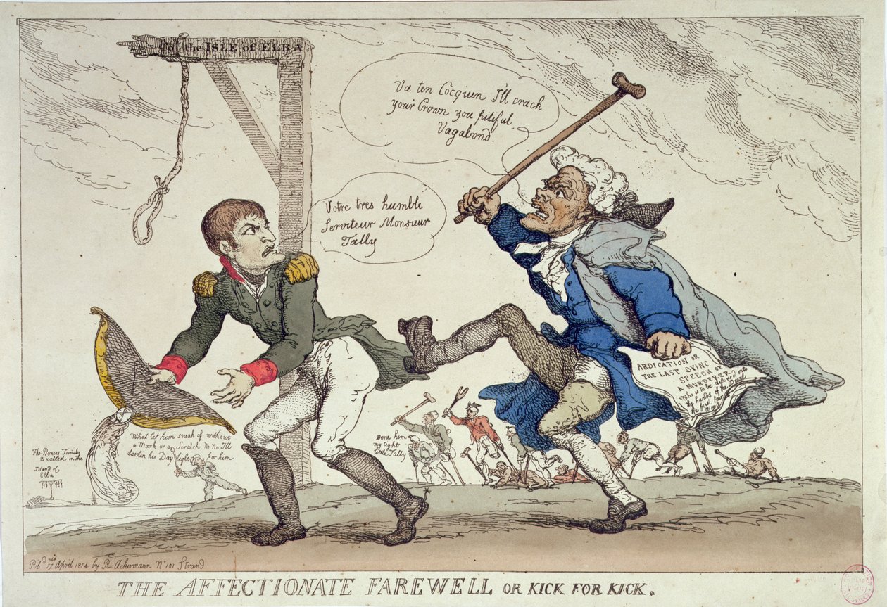 A despedida afetuosa ou, Kick for Kick, publicado por R. Ackermann, 17 de abril de 1814 de Thomas Rowlandson