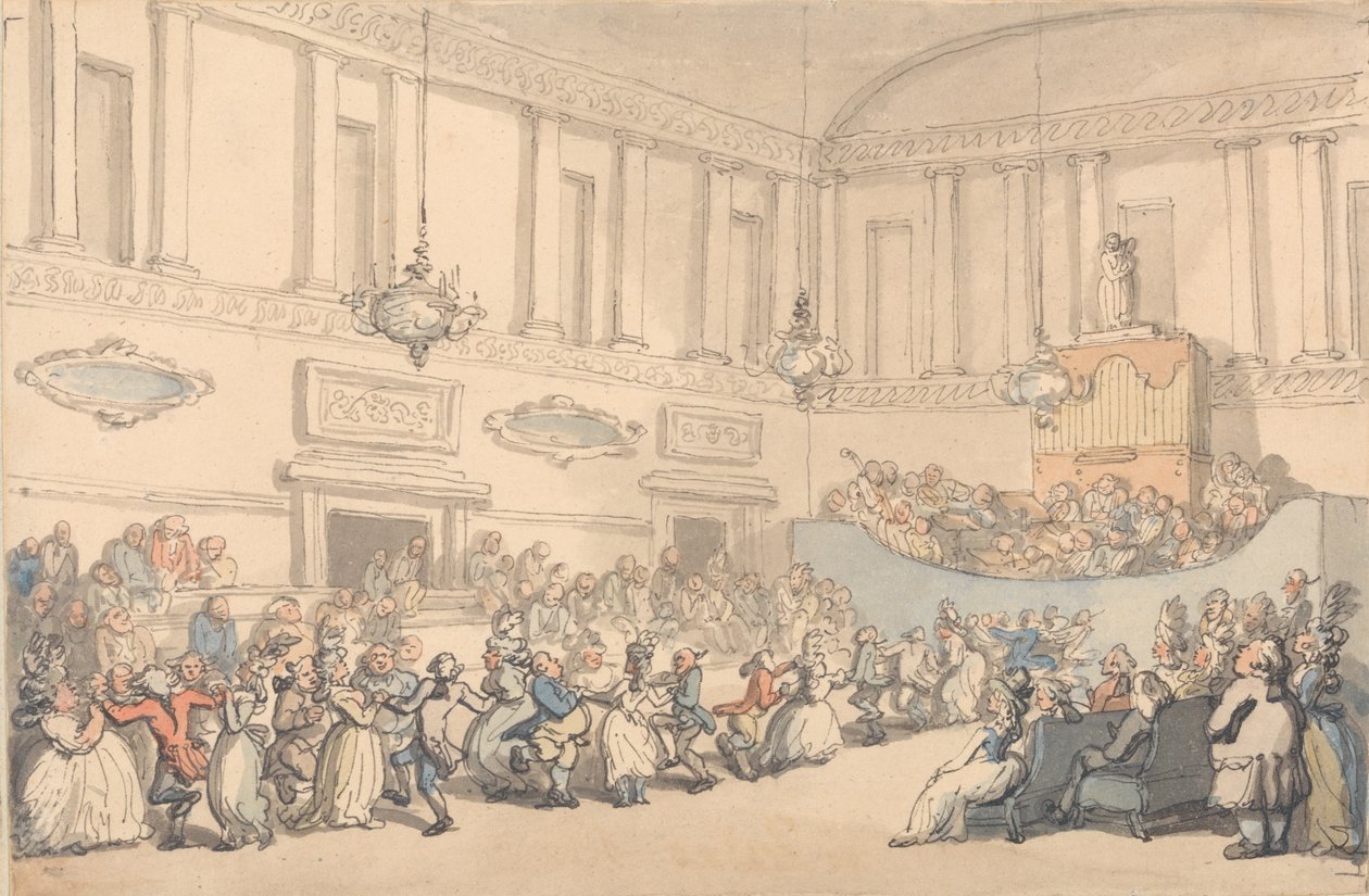 The Ball, de &39;Scenes at Bath&39; (caneta e tinta no papel) de Thomas Rowlandson