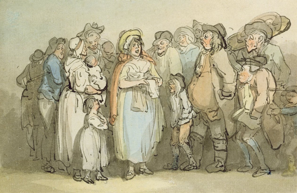 The Ballad Singer (caneta e tinta no papel) de Thomas Rowlandson