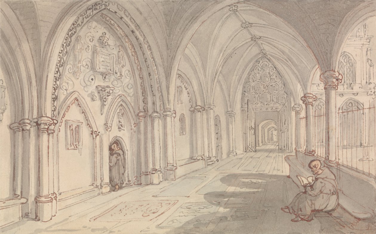 Os claustros de um mosteiro de Thomas Rowlandson