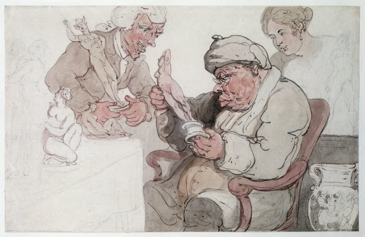 O Connoisseur (caneta, wc e lápis sobre papel) de Thomas Rowlandson