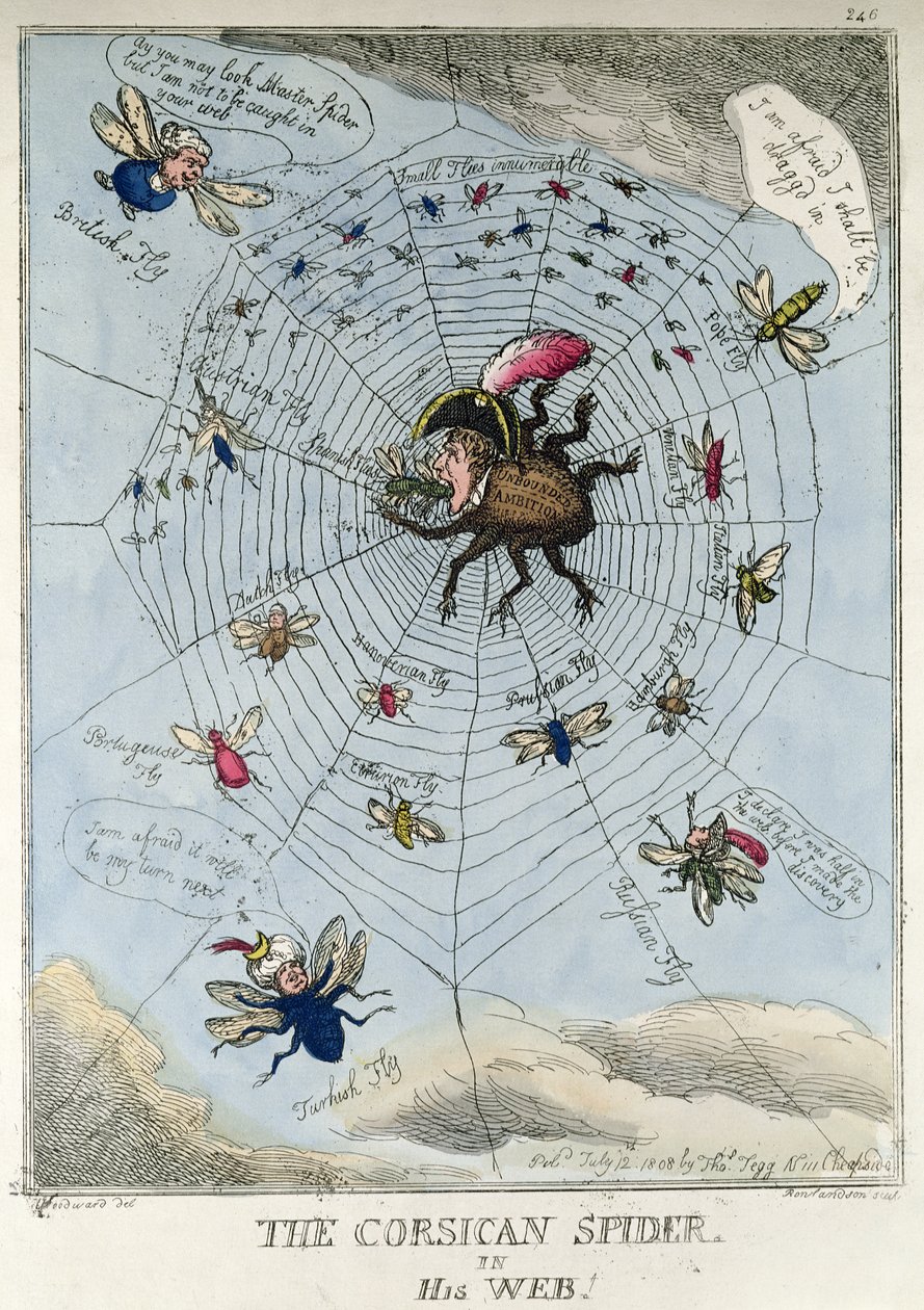 A aranha corsa em sua teia de Thomas Rowlandson