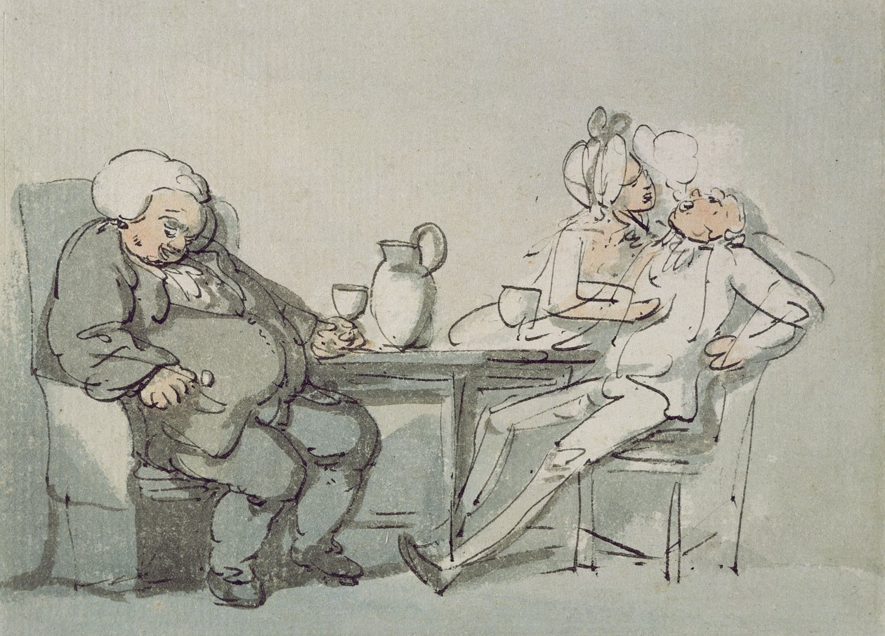 The Doctor Overcame (caneta e tinta no papel) de Thomas Rowlandson