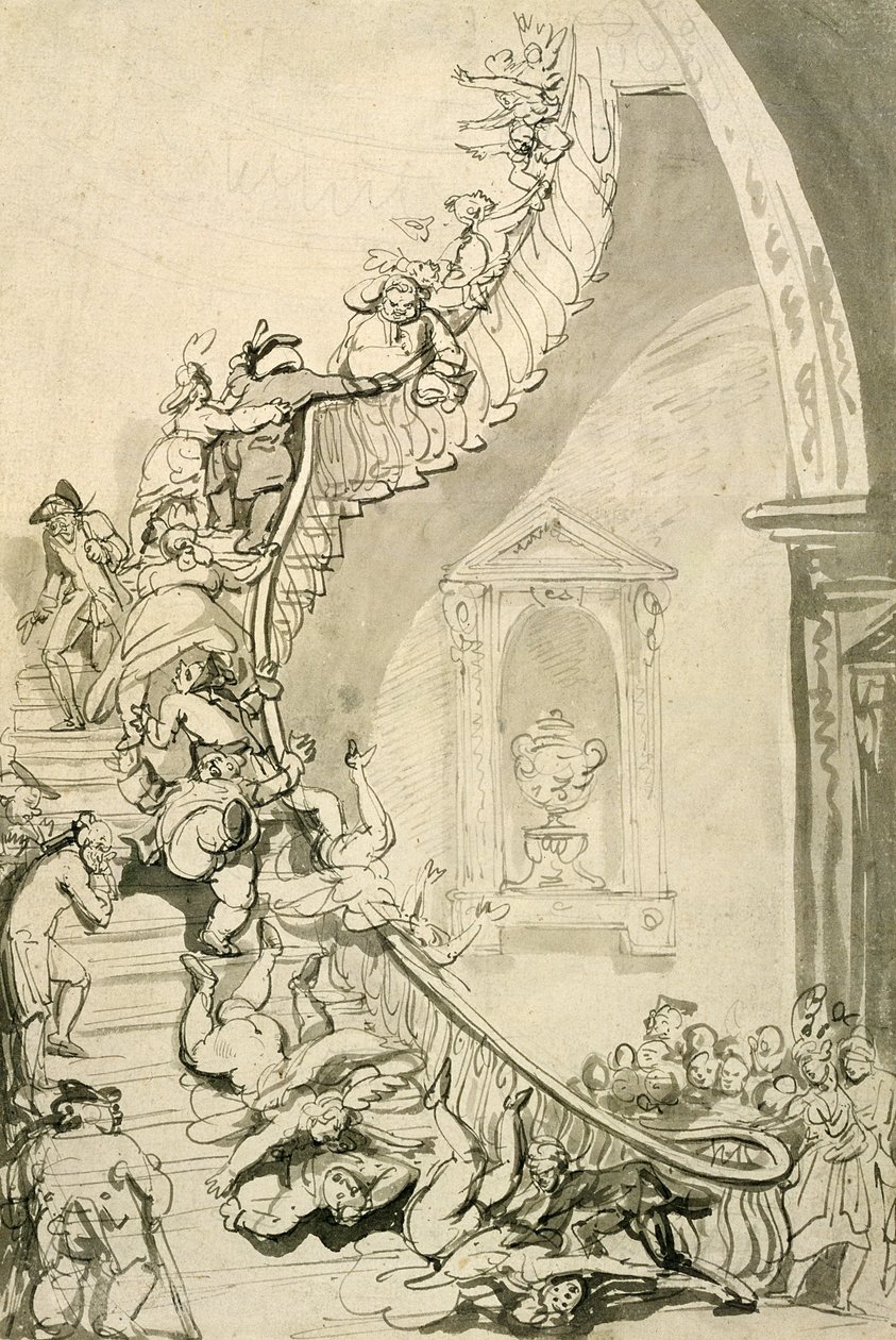 O Starecase Exposição (caneta e tinta com a lavagem no papel) de Thomas Rowlandson