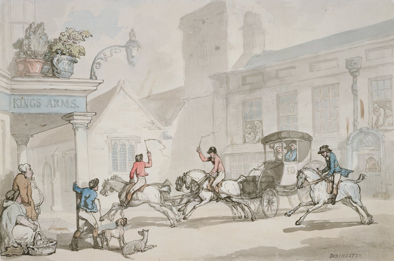 Braços do Rei, Dorchester (caneta e tinta no papel) de Thomas Rowlandson