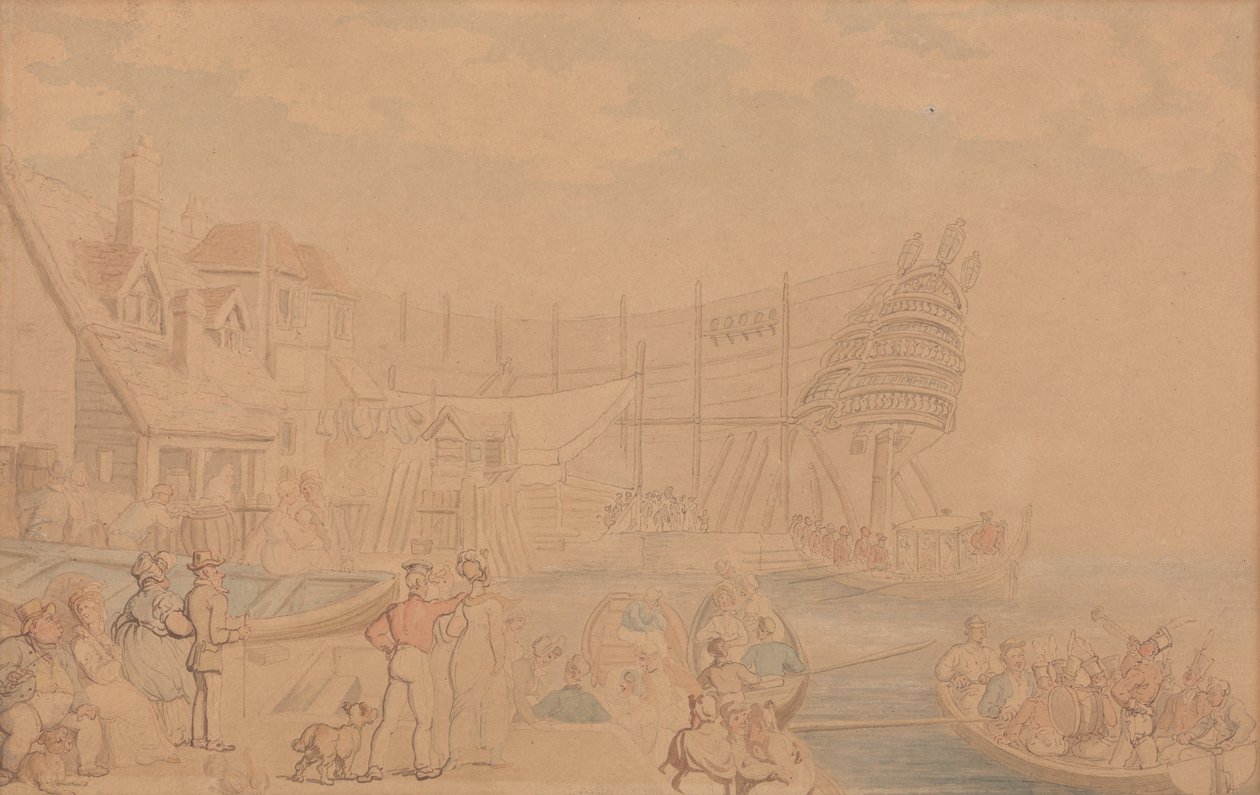 O lançamento de um navio de Thomas Rowlandson