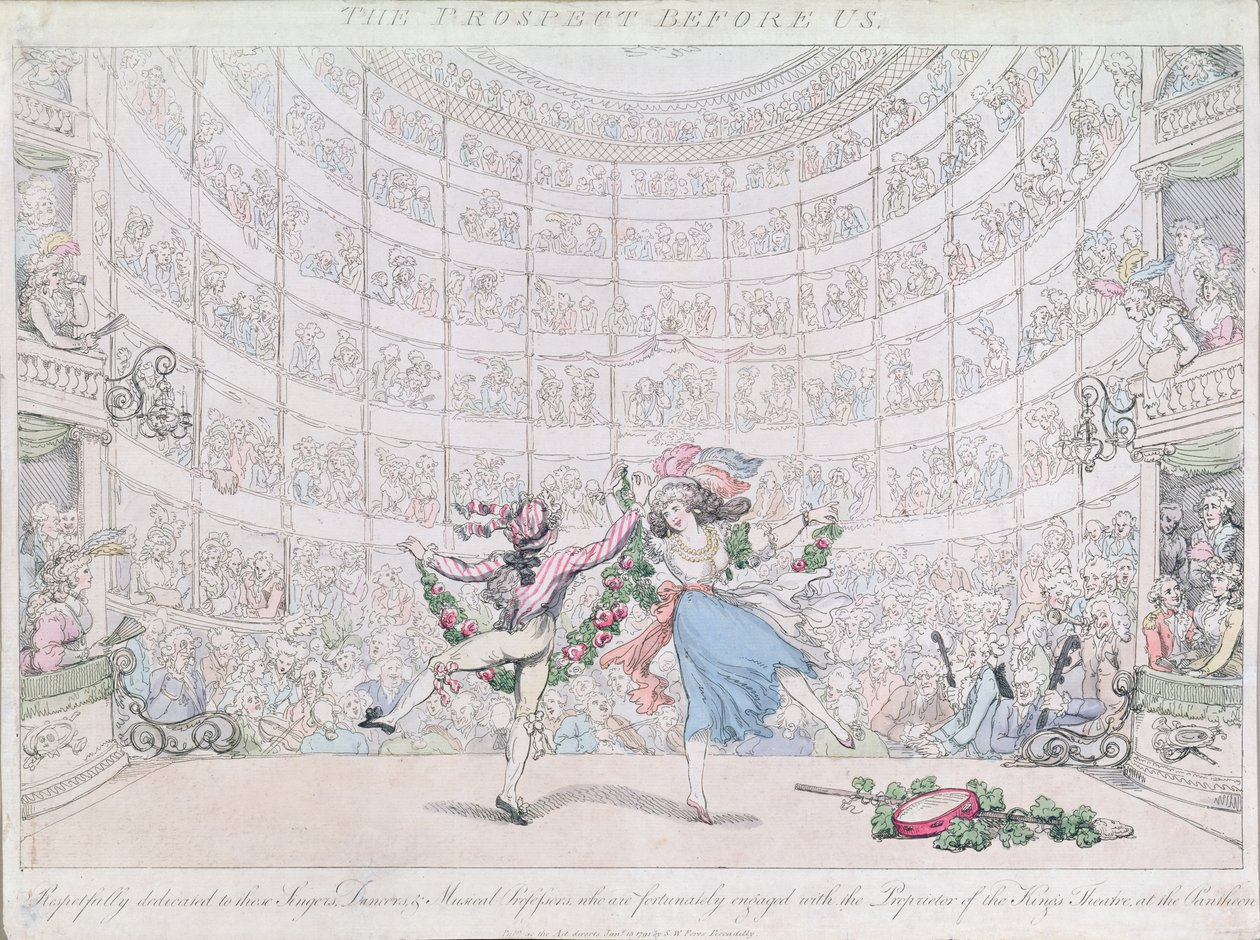 The Pantheon, Oxford Street, publicado por SW Fores, 1791 (gravura colorida) de Thomas Rowlandson