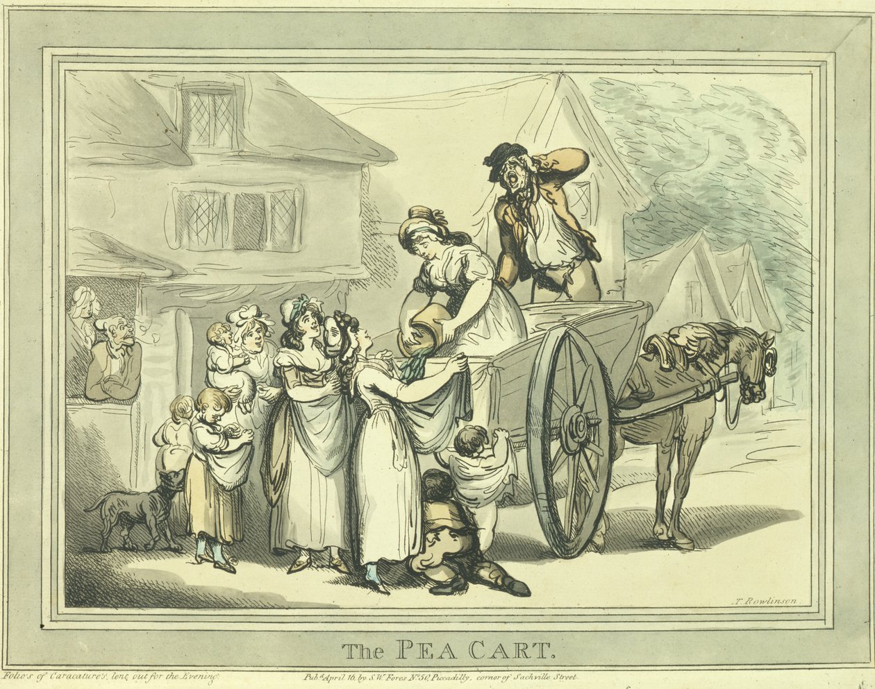 O carrinho de ervilha, pub. por SW Fores (gravura colorida) de Thomas Rowlandson