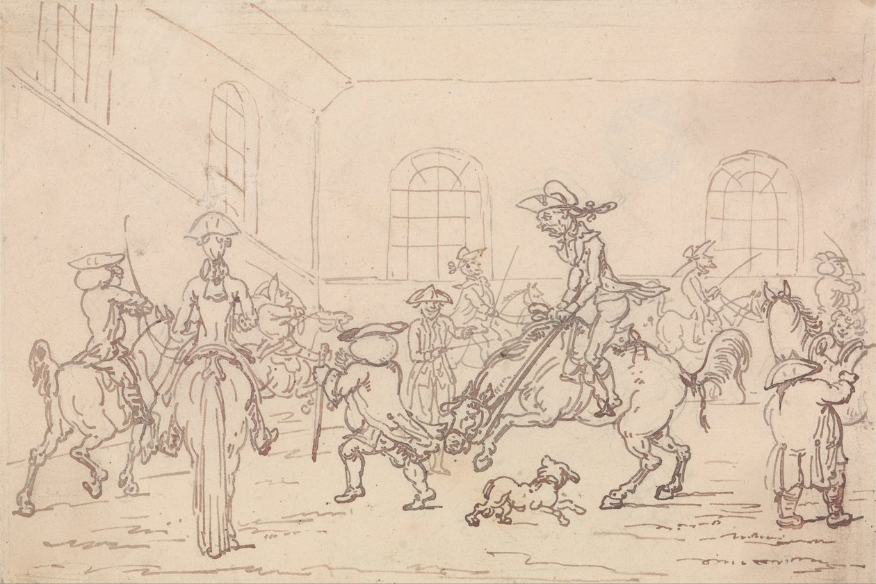 A escola de equitação de Thomas Rowlandson