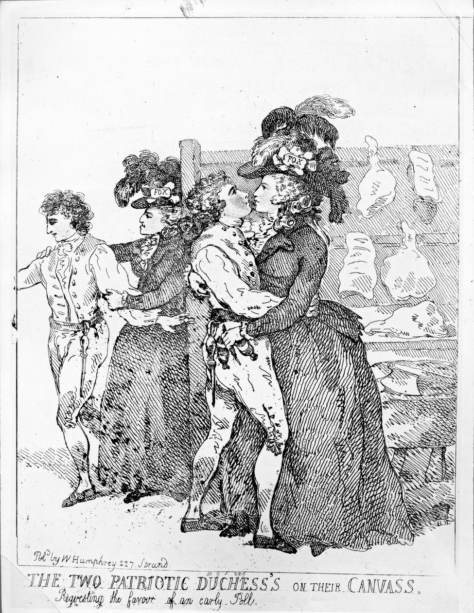 A Duquesa Dupla Patriótica está na sua campanha, 1784 de Thomas Rowlandson
