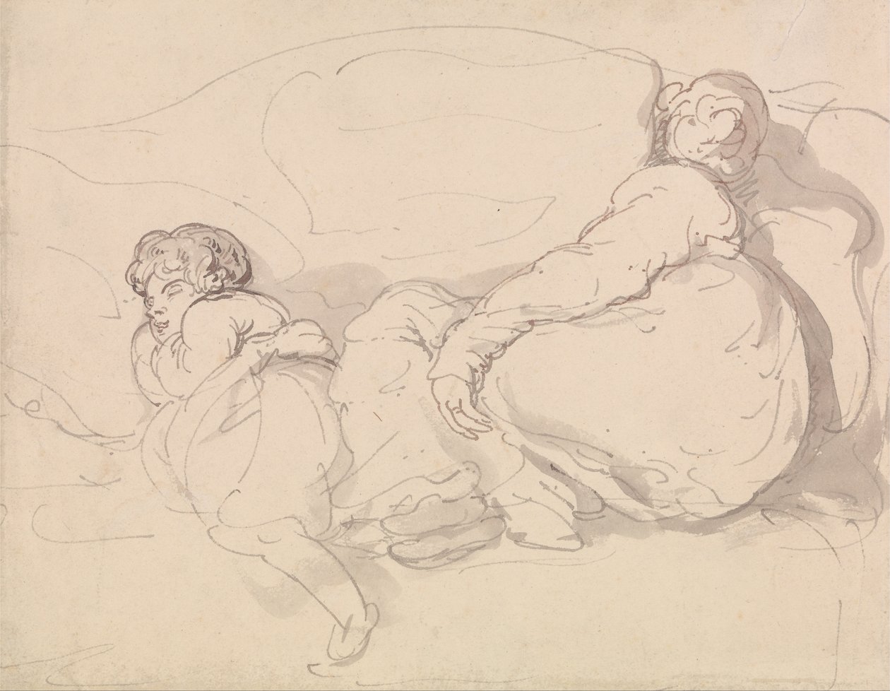 Duas figuras adormecidas de Thomas Rowlandson