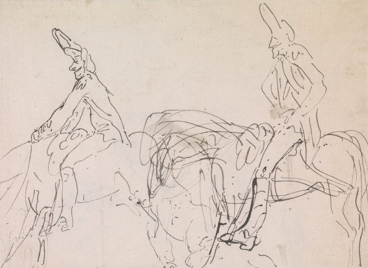 Dois estudos de um cavaleiro francês. de Thomas Rowlandson