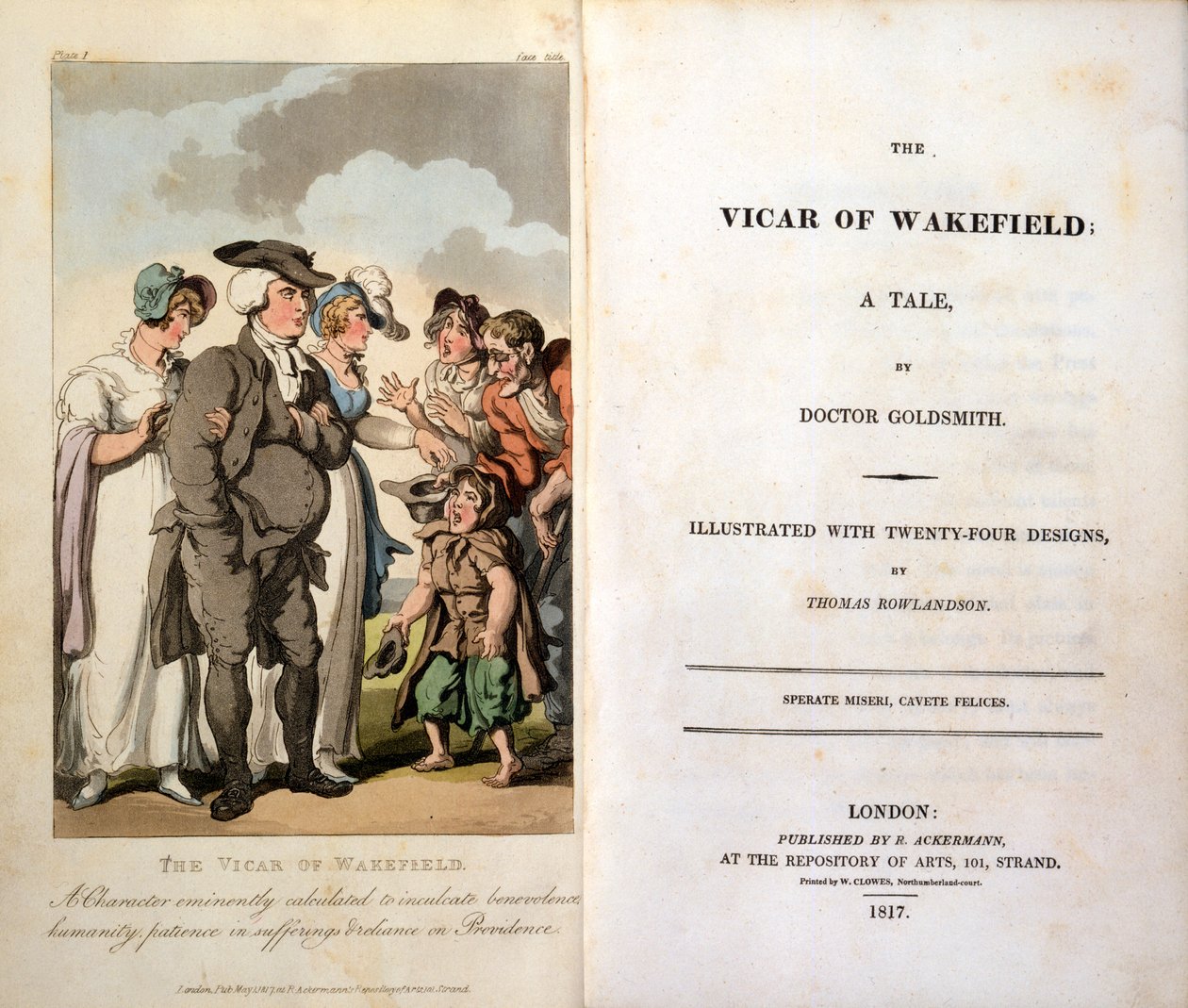 Vigário de Wakefield por Oliver Goldsmith, frontispício, 1817 de Thomas Rowlandson