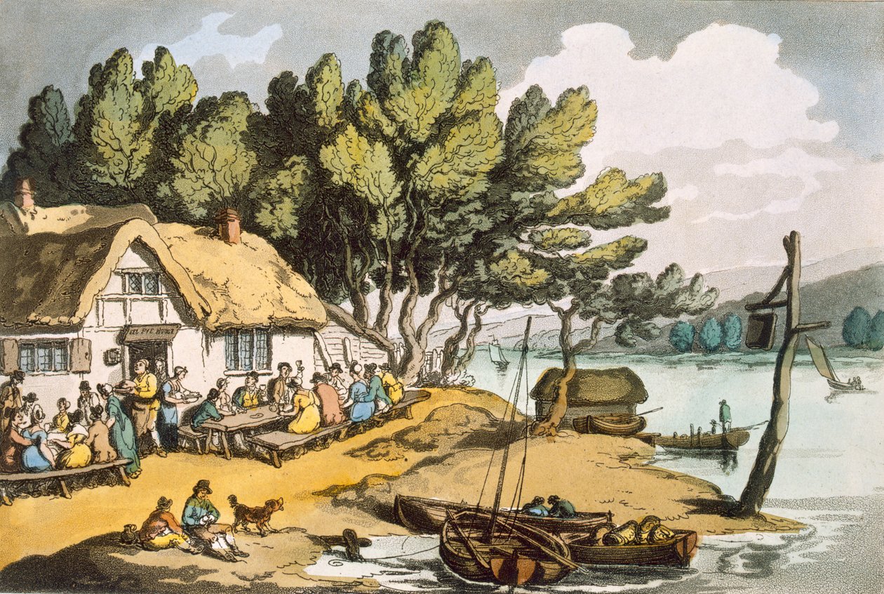Veja perto de Newport, Isle of Wight, de &39;Sketches from Nature&39;, publicado em 1822 (gravura colorida) de Thomas Rowlandson