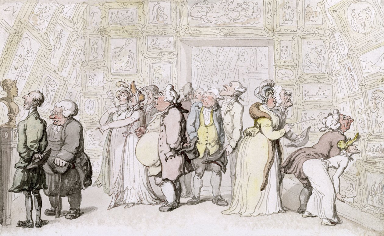 Visualizando na Royal Academy, c.1815 (caneta, tinta e wc no papel) de Thomas Rowlandson