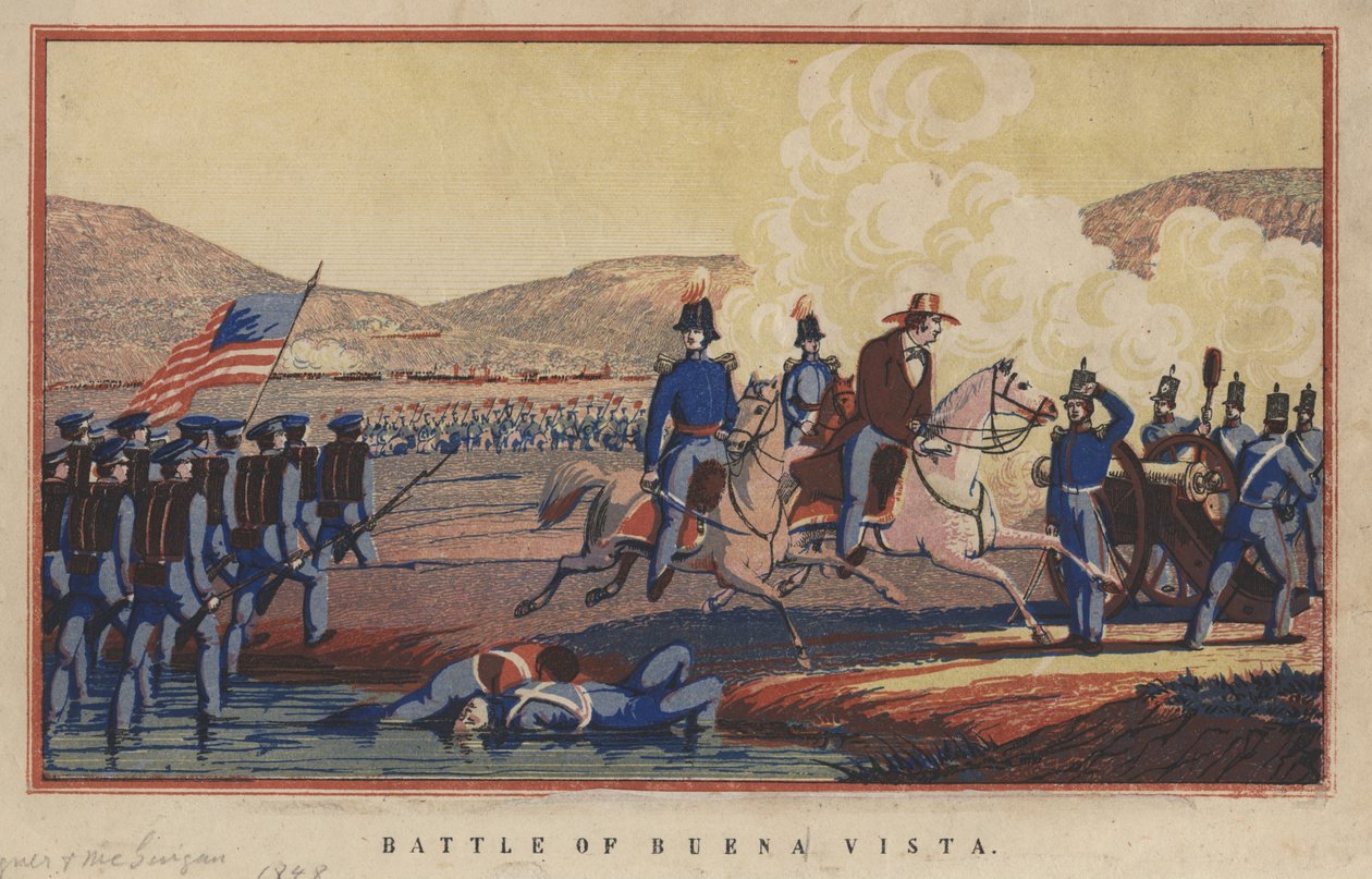 Batalha de Buena Vista, 1848 (chromolitho) de Thomas S. Wagner