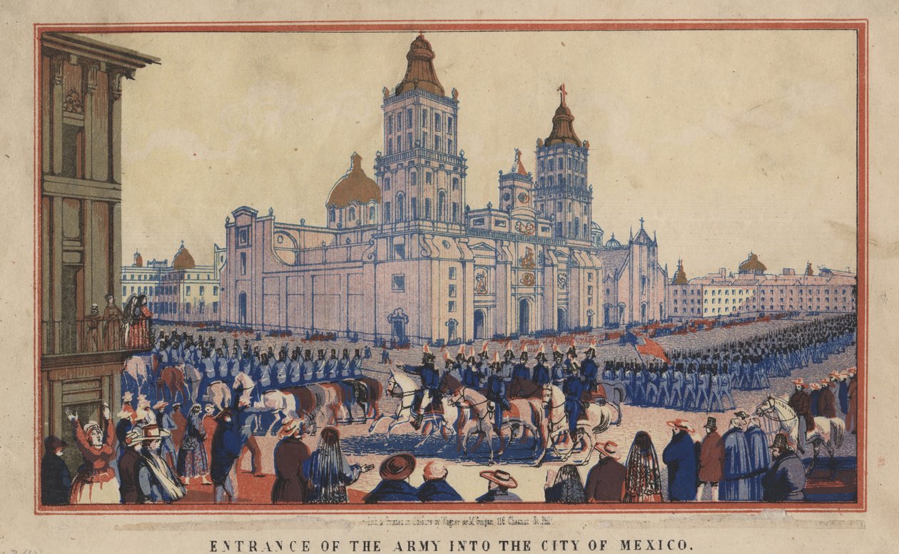 Entrada do exército na cidade do México, 1848 (chromolitho) de Thomas S. Wagner