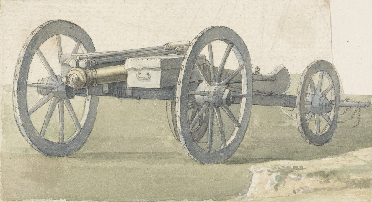 Gun, c.1747 (caneta e tinta com wc no papel) de Thomas Sandby