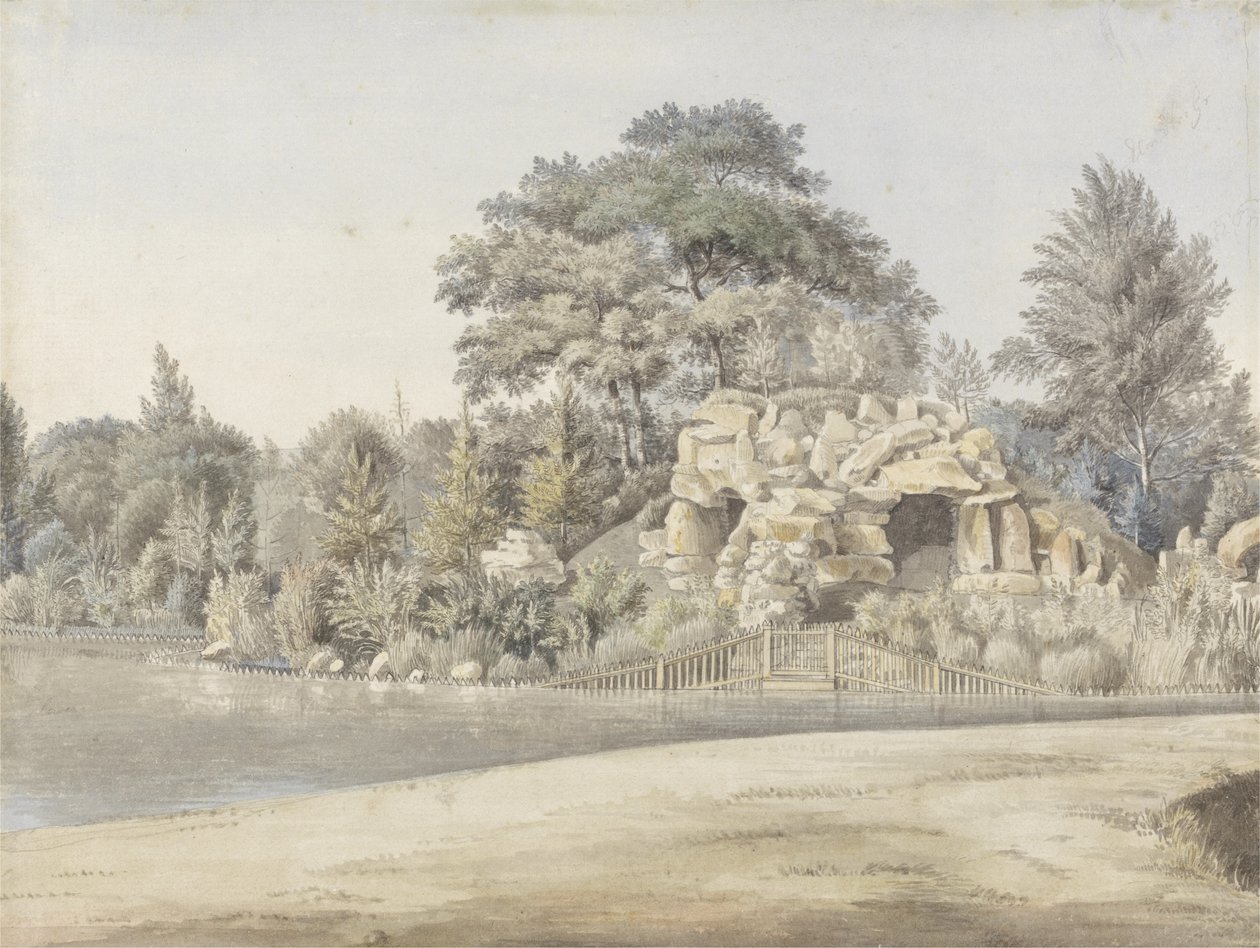 The Grotto, Virginia Water (com tinta e grafite sobre papel) de Thomas Sandby