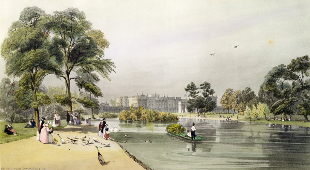 Palácio de Buckingham: de St. James Park, 1842 de Thomas Shotter Boys