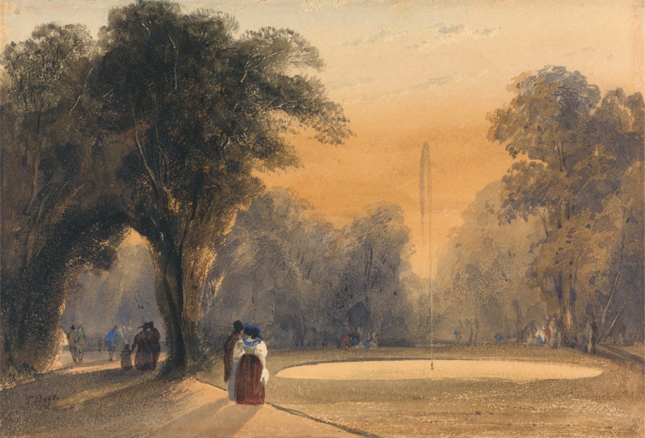 Fonte nos jardins, Paris, noite (wc no papel) de Thomas Shotter Boys