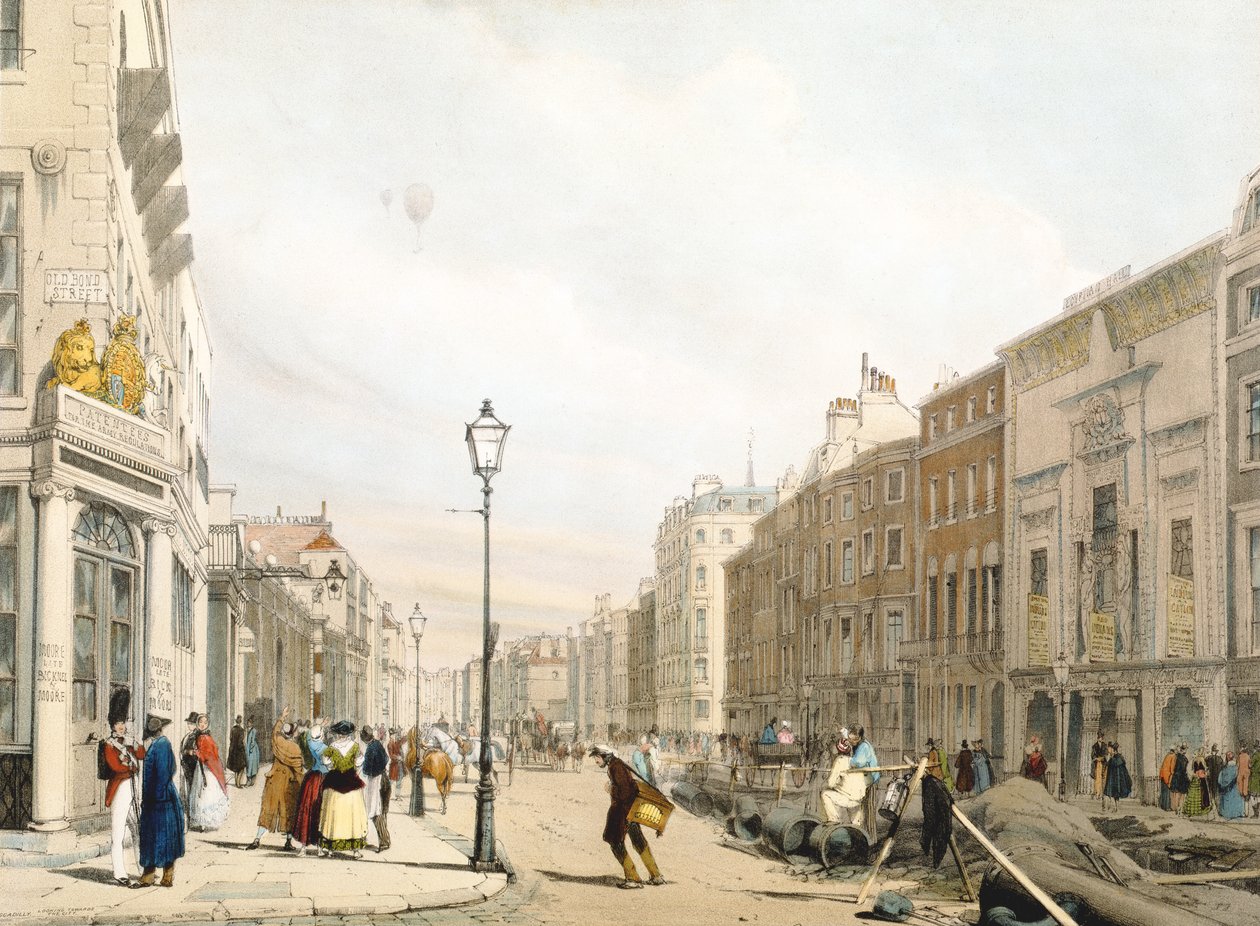 Piccadilly, olhando para a cidade, de &39;London As It Is&39;, gravada e pub. pelo artista, 1842 de Thomas Shotter Boys