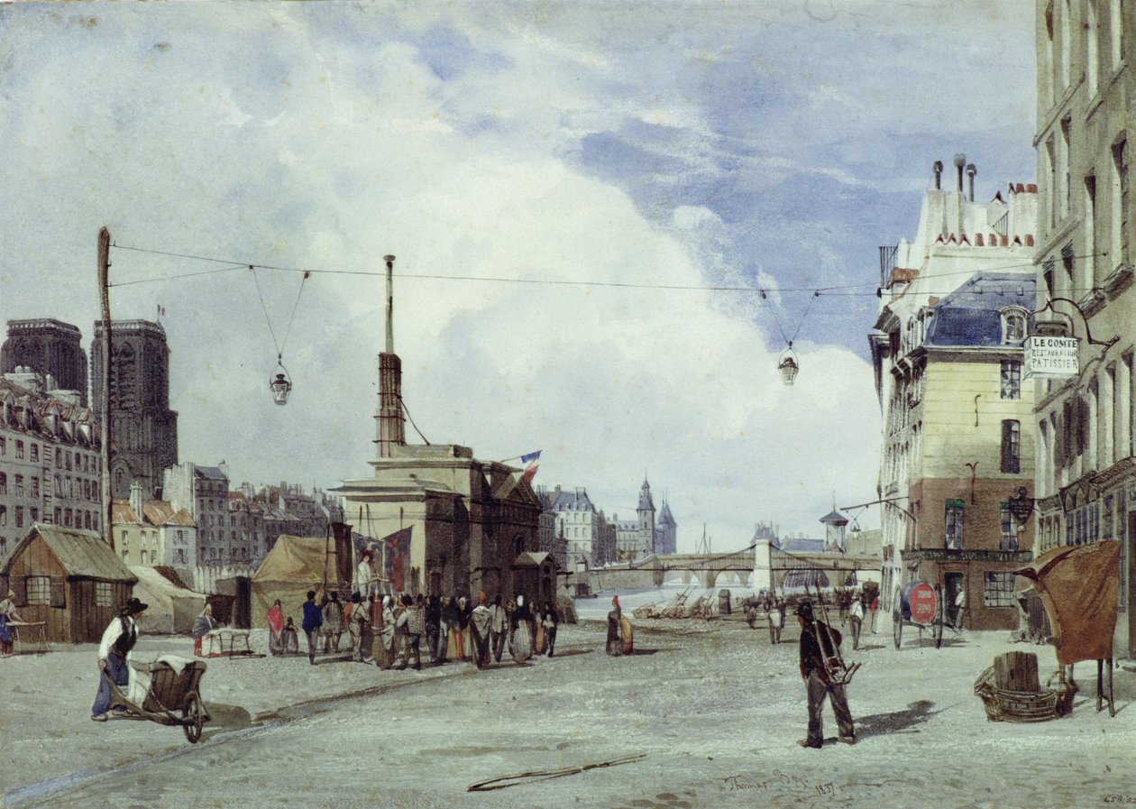Quai de la Greve, Paris, em 1837 de Thomas Shotter Boys
