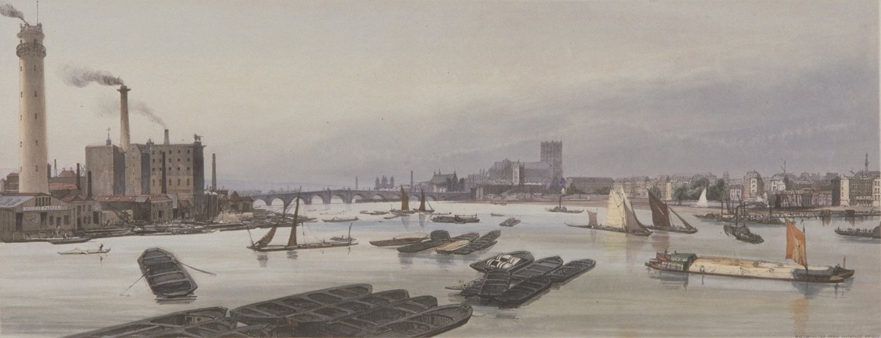 Rio Tamisa em Westminster, 1842 de Thomas Shotter Boys