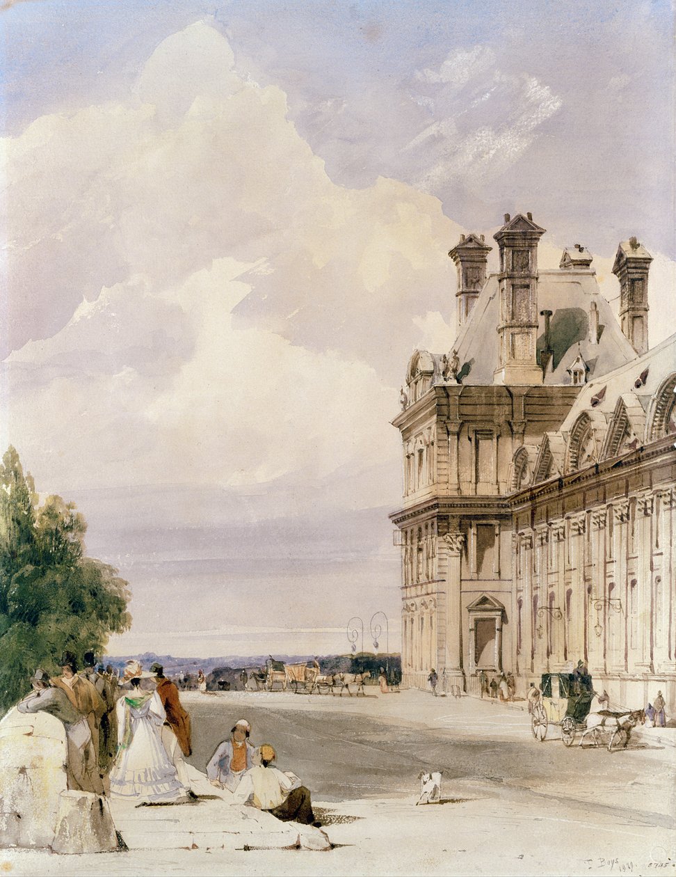 Ver perto da Pont Royal, com o Pavillon de Flore, Tuileries de Thomas Shotter Boys