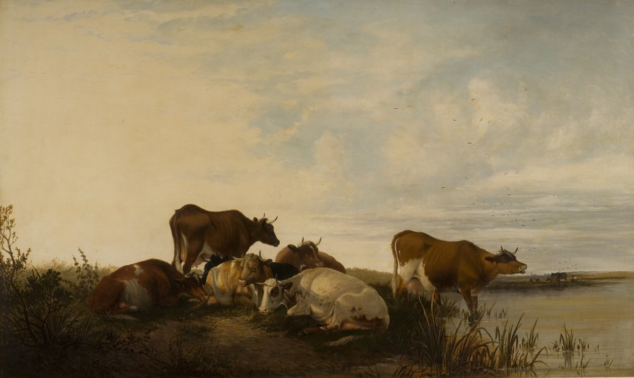 Paisagem, com, boiada, em, baixada de Thomas Sidney Cooper