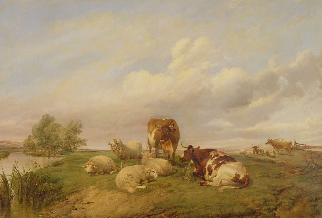 Em Canterbury Meadows, 1861 de Thomas Sidney Cooper