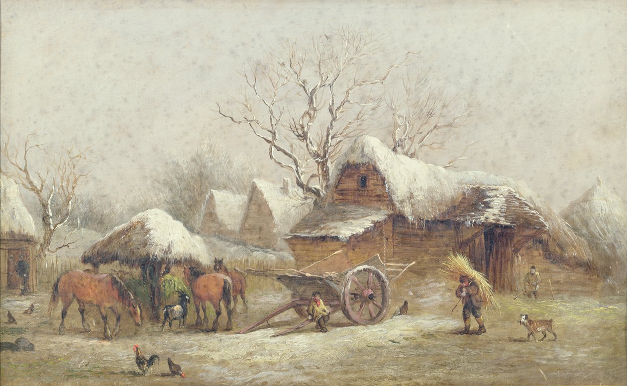 Uma cena de inverno Farmyard de Thomas Smythe