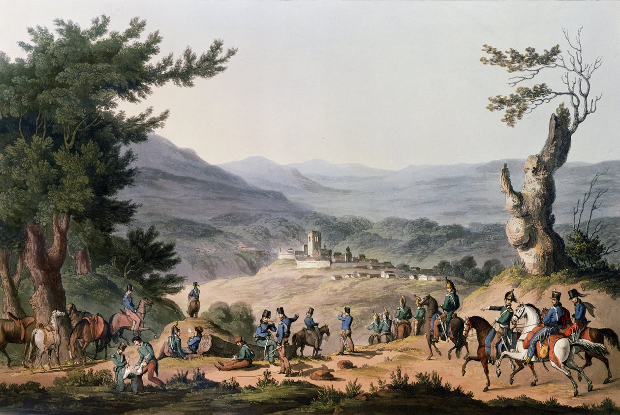 Subugal no rio Coa, gravado por C. Turner 1811 de Thomas Staunton St. Clair