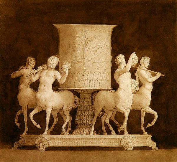 Design para um cálice de prata (tinta sépia sobre papel) de Thomas Stothard