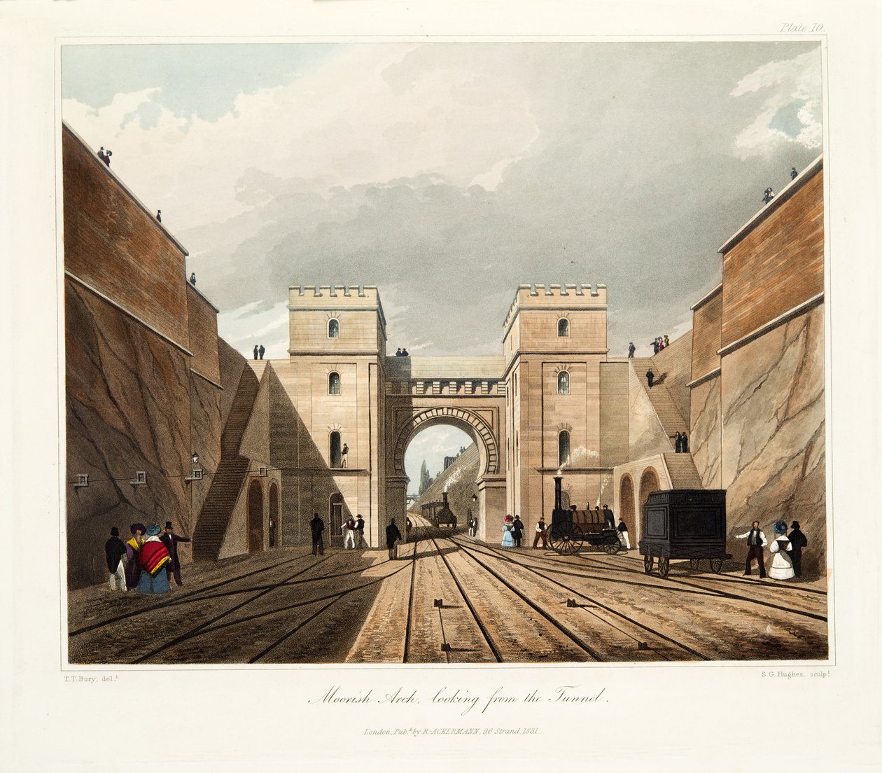 Arco dos Mouros, olhando do túnel, publicado em 1831 (gravura colorida à mão) de Thomas Talbot Bury