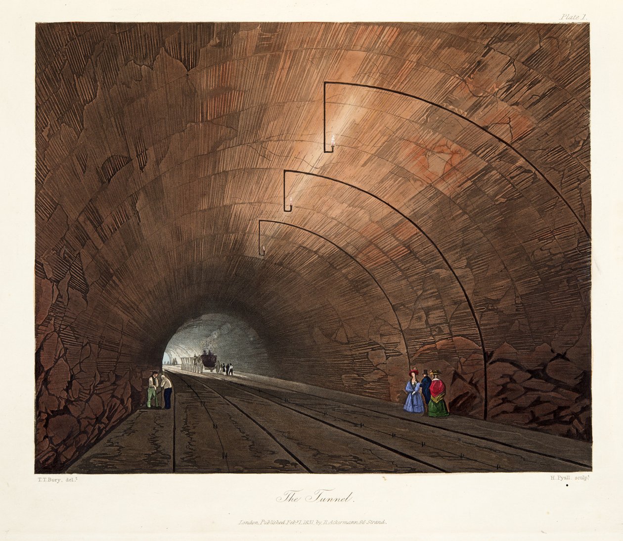 O túnel, 1831 (gravura colorida à mão) de Thomas Talbot Bury