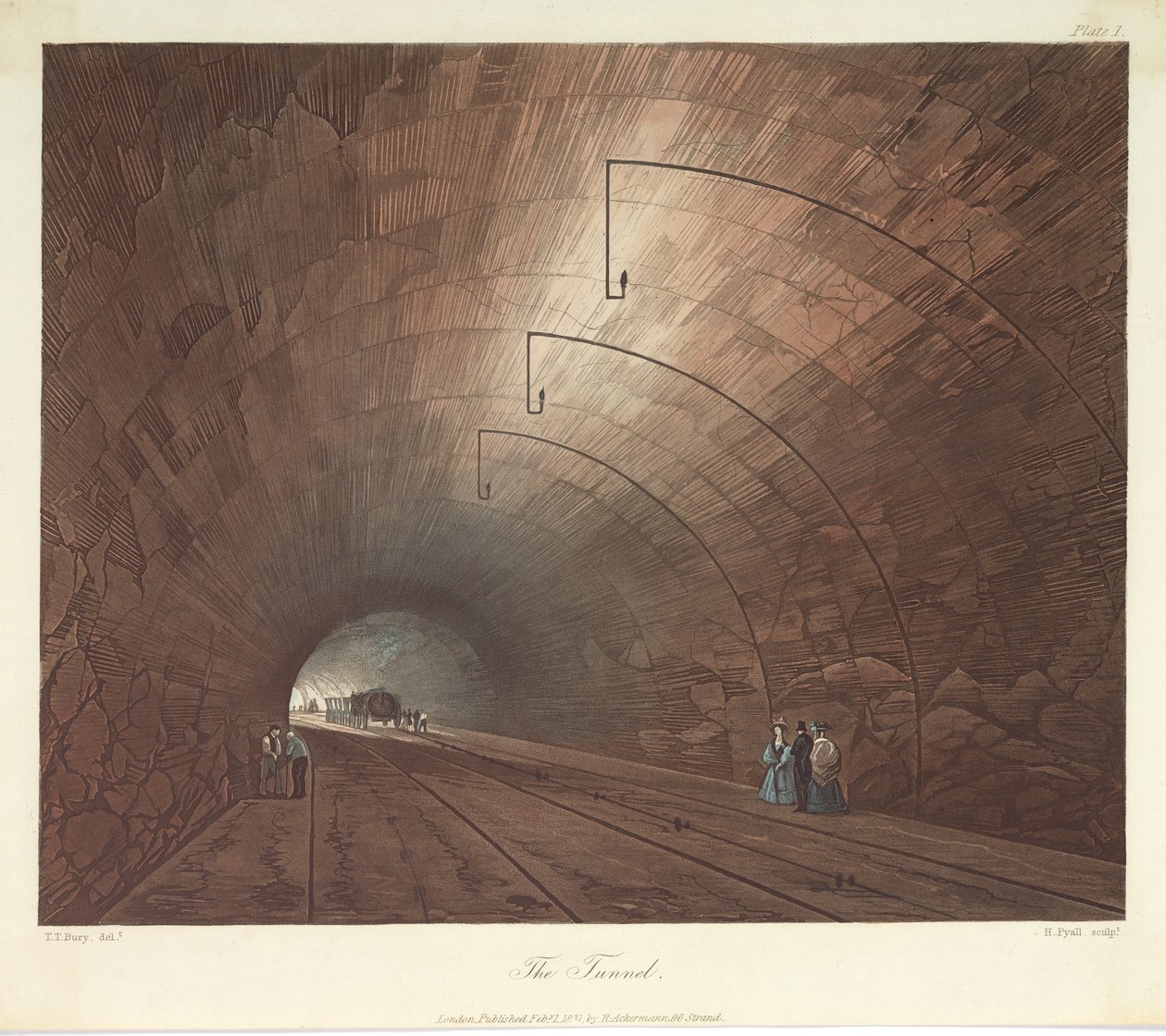 O túnel, gravado por Henry Pyall (1795-1833) 1831 (aquatinta colorida) de Thomas Talbot after Bury