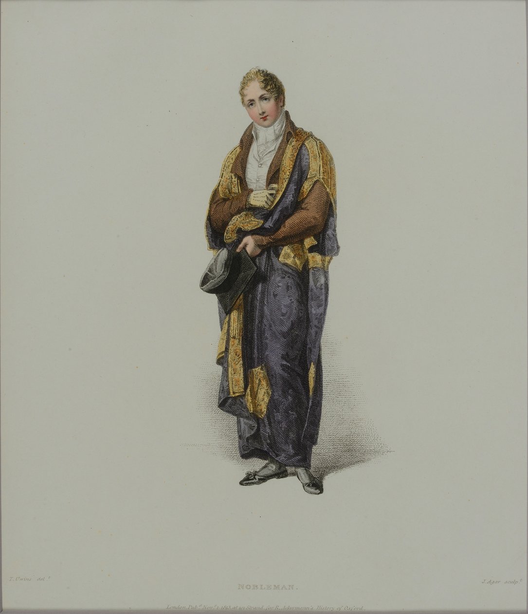 Nobre, gravado por J. Agar, publicado em 1813 para "História de Oxford" de R. Ackermann (gravura colorida à mão) de Thomas Uwins