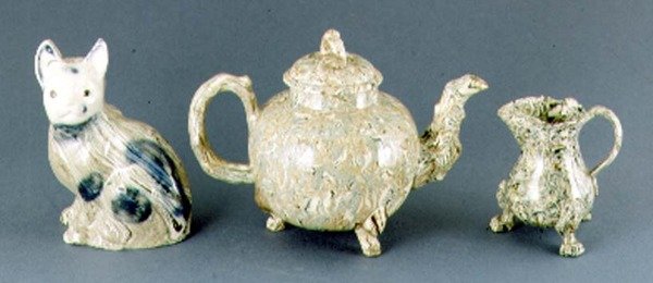 Bule e creme jarro, c.1745-50 (ágata ware) de Thomas Whieldon