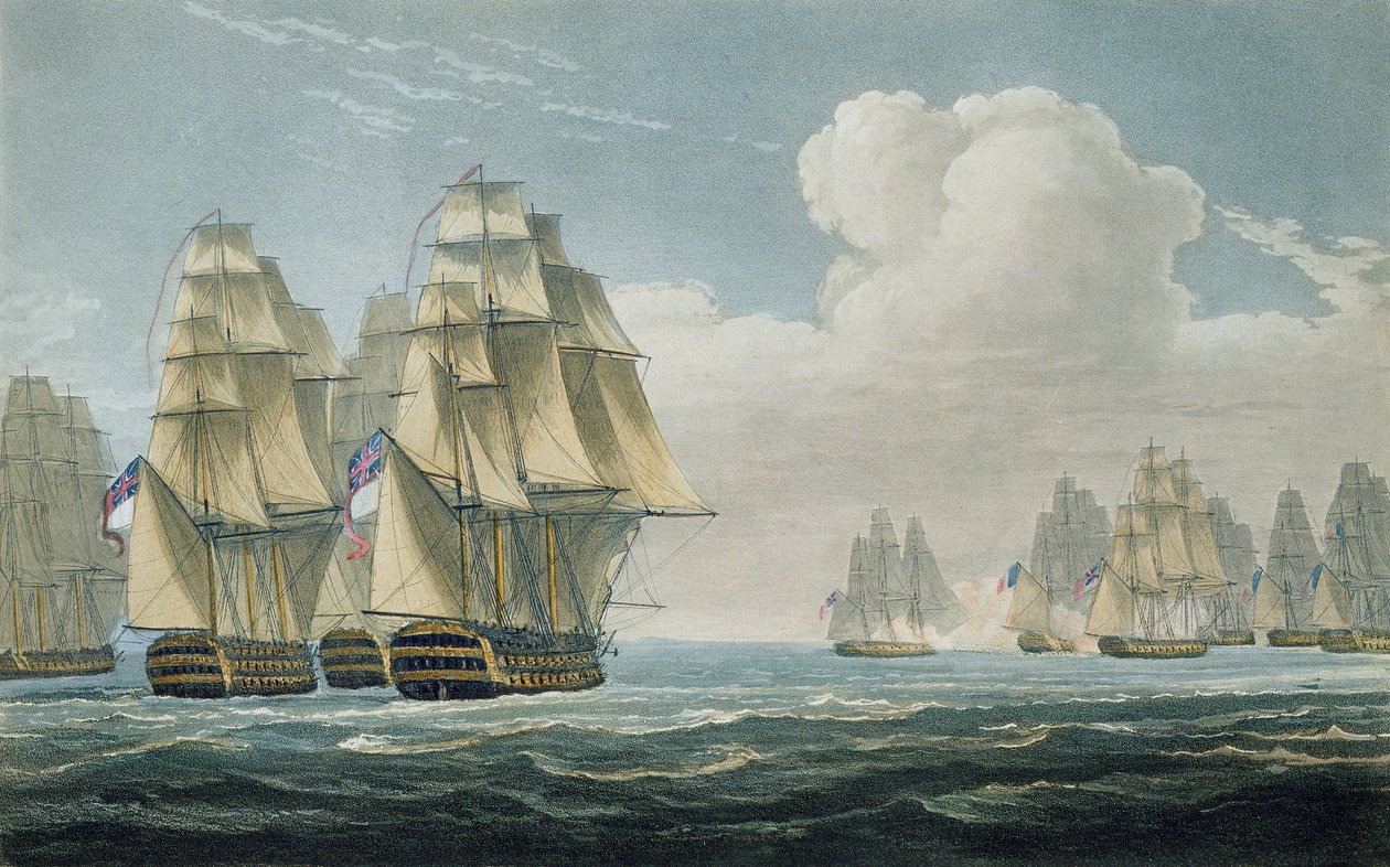 Após a Batalha de Trafalgar, em 21 de outubro de 1805, gravada por FC Lewis para "A Cronologia Naval da Grã-Bretanha", de J. Ralfe, publicada em 1820 de Thomas Whitcombe