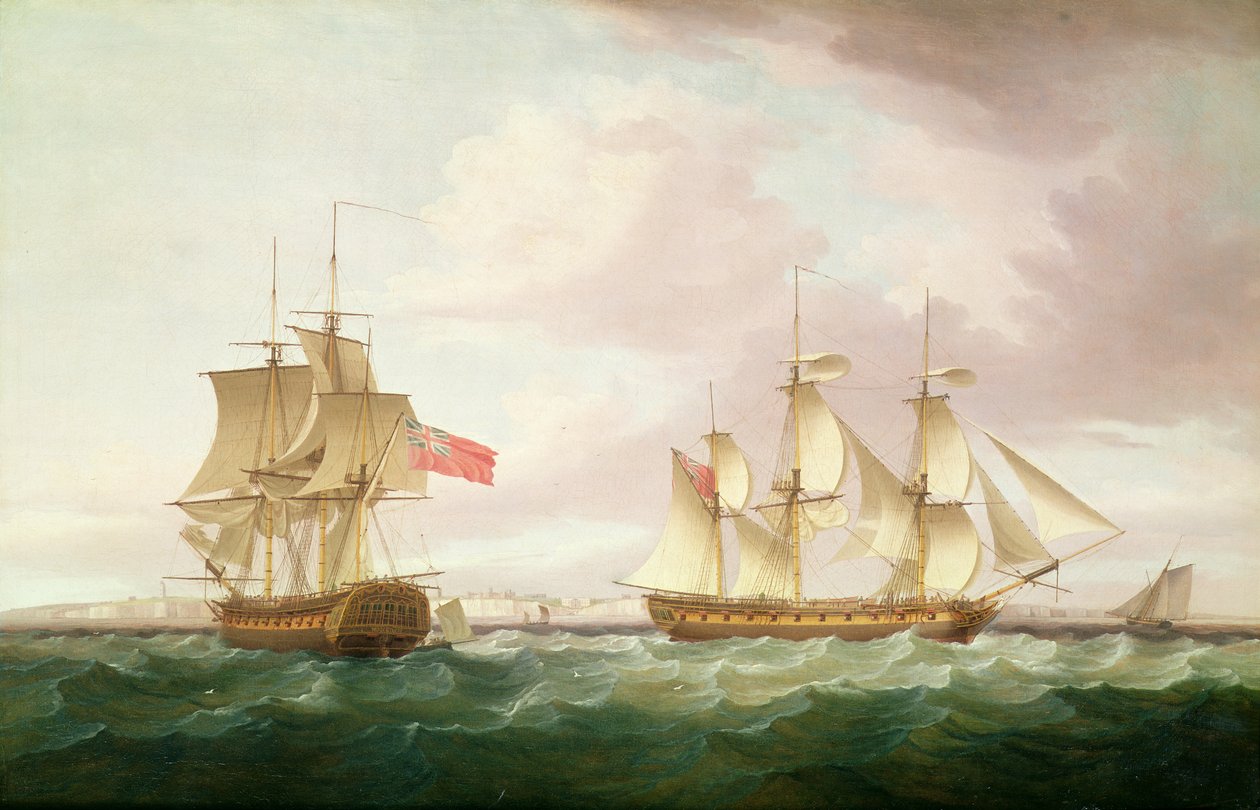 Fragatas britânicas ao largo de Dover de Thomas Whitcombe