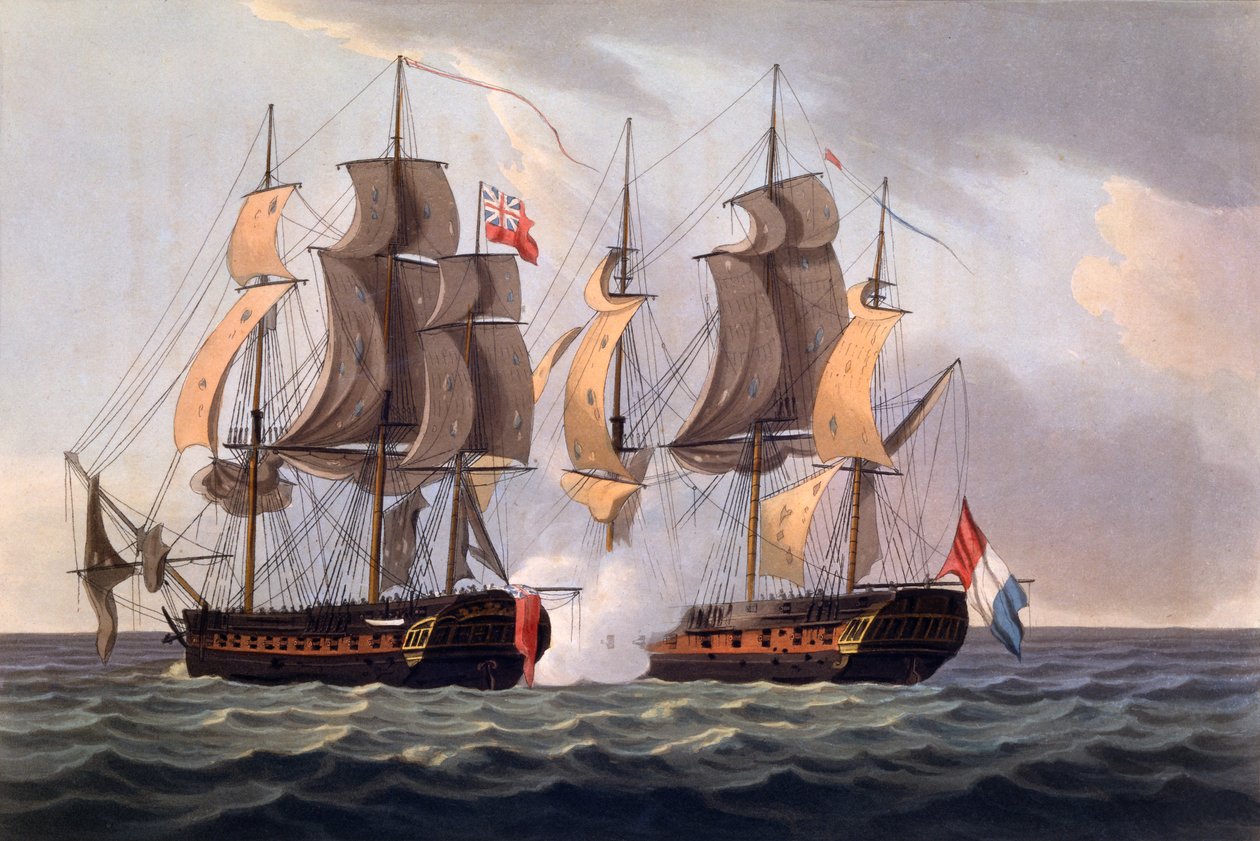 Captura de La Proserpine, impressa feita por J. Jeakes, de "As realizações navais da Grã-Bretanha, do ano de 1793 a 1817", de James Jenkins, publicada pela primeira vez em 1817 (aquatinta colorida à mão) de Thomas Whitcombe