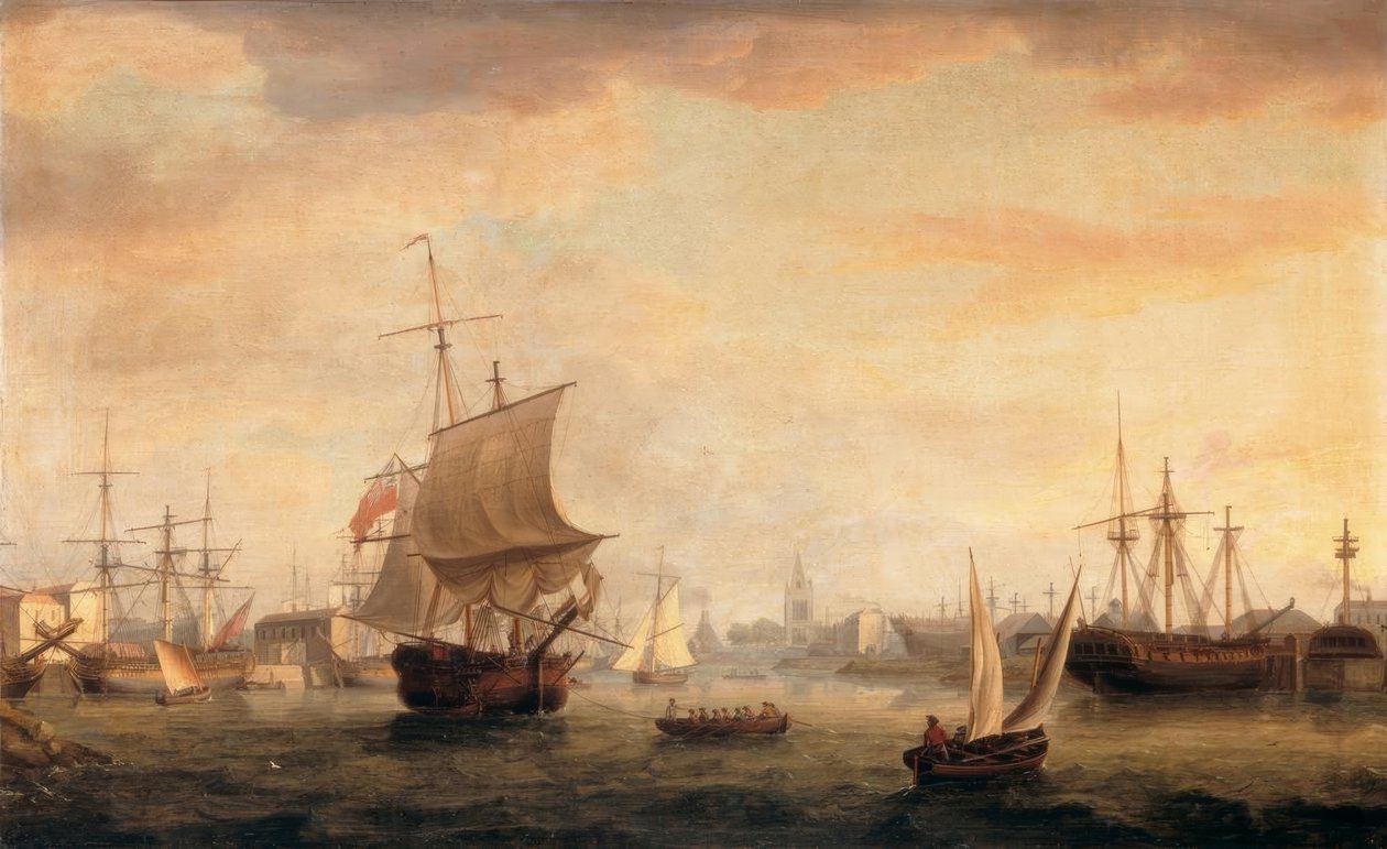 Vista da doca de Bristol e cais de Thomas Whitcombe