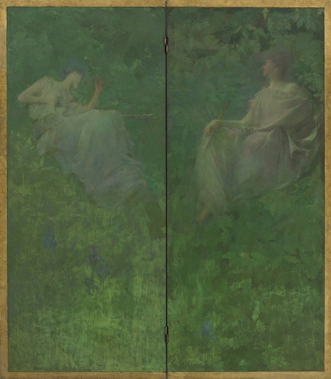The Four Sylvan Sounds, 1896-97 (óleo sobre painéis de madeira) de Thomas Wilmer Dewing