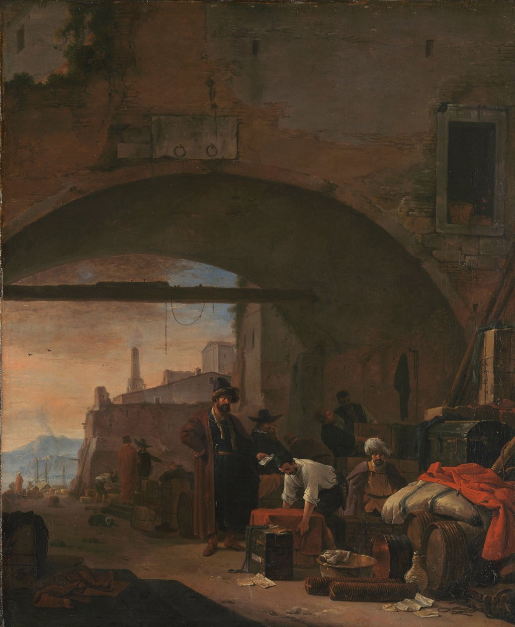 Vista de um porto levantino, 1640-77 de Thomas Wyck