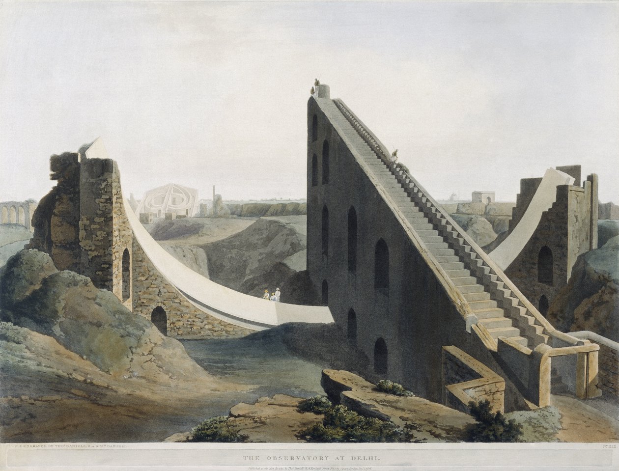 O Observatório em Deli, prato XIX da Oriental Cenário, pub. 1808 (aquatinta colorida) de Thomas und William Daniell