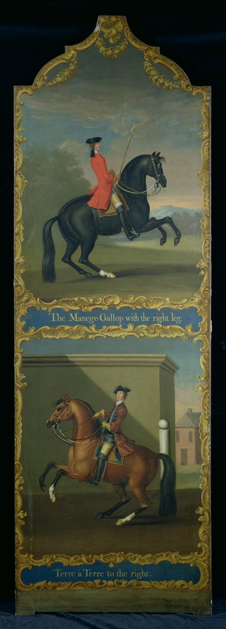 &39;O Manege Gallop com a perna direita&39; (superior) e &39;Terre a Terre à direita&39; (inferior), c.1750 de Thomas, of Pall Mall Butler