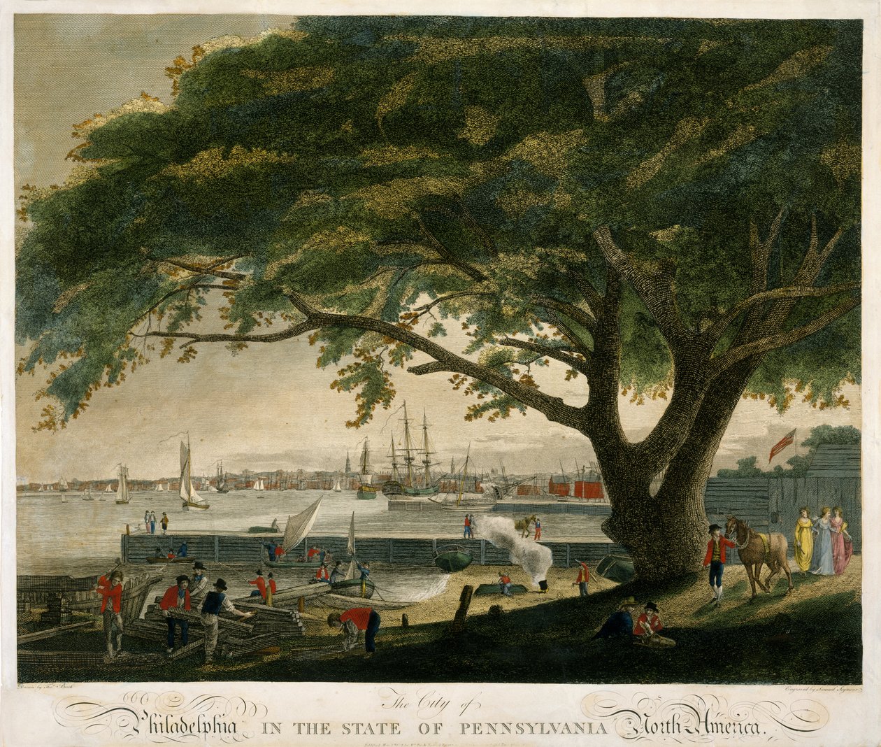 A Cidade da Filadélfia no Estado da Pensilvânia, América do Norte de Thomas (after) Birch